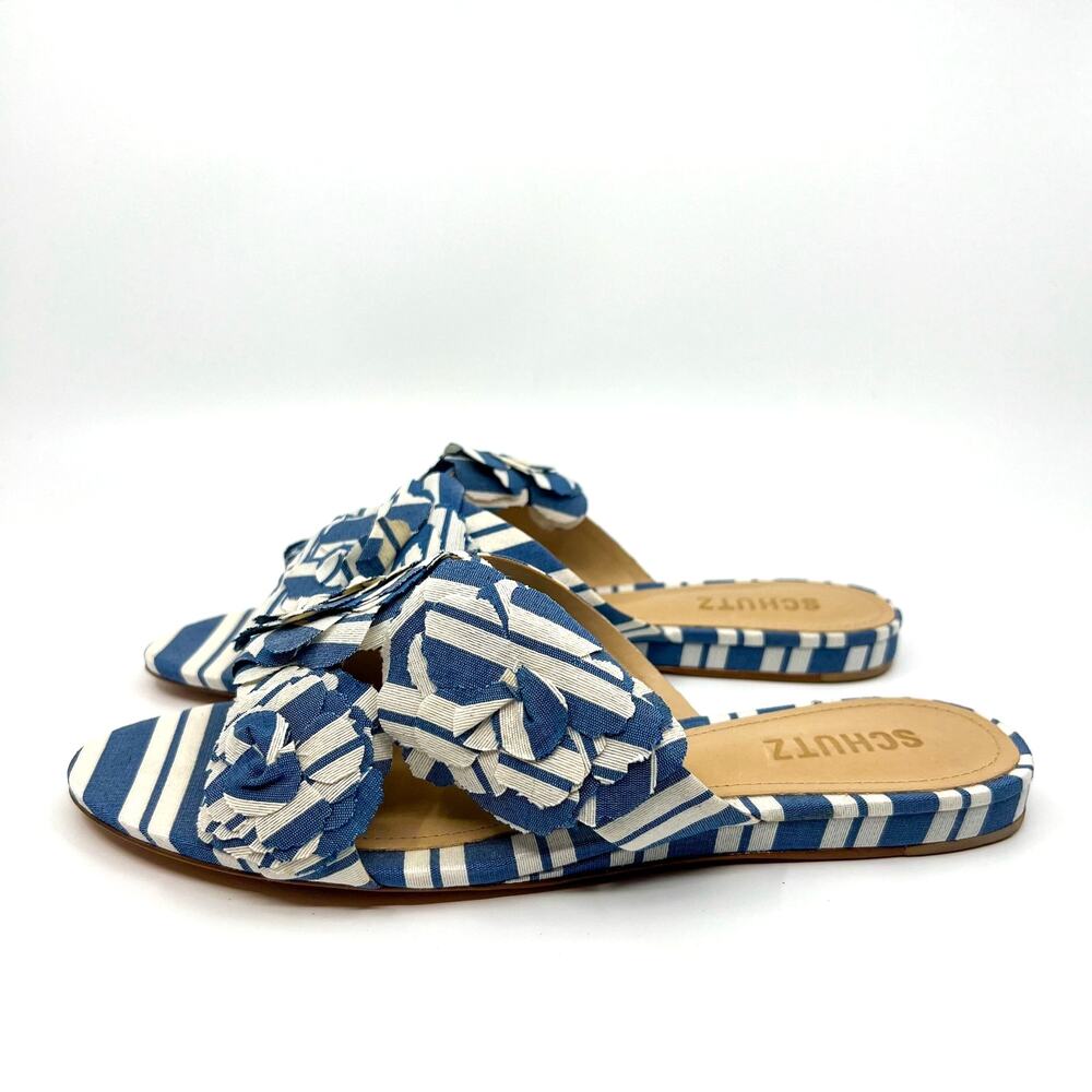 NWT Schutz Women's Blue Ilaria Denim Patch Slide Sandal Women's 7.5 US - Picture 2 of 10